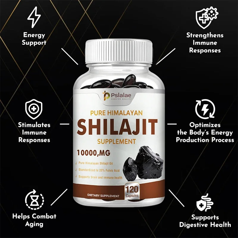 Shilajit Himalaya 10000 Mg - Booster D'énergie, Endurance & Immunité - Lot De 3 X 60 Gélules - Neuf - Expire Décembre 2027