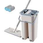 Mintiml Dust Wizard floor cleaning mop with 360-degree rotating microfiber head, self-wringing feature, and splash guard. Lightweight bucket system for hardwood, tile, marble, and laminate floors. Adjustable stainless-steel handle and reusable mop heads for eco-friendly cleaning.