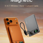 3-in-1 Magnetic Wireless Power Bank 10000mAh – 15W Fast Charging Portable Charger with TFT Display for iPhone, Apple Watch & AirPods