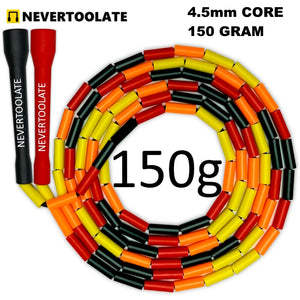 NEVERTOOLATE 4.5MM heavy beaded jump rope for fitness and freestyle training – durable 150-gram beaded jump rope with adjustable 2.9m length, ideal for cardio, agility, and coordination workouts.