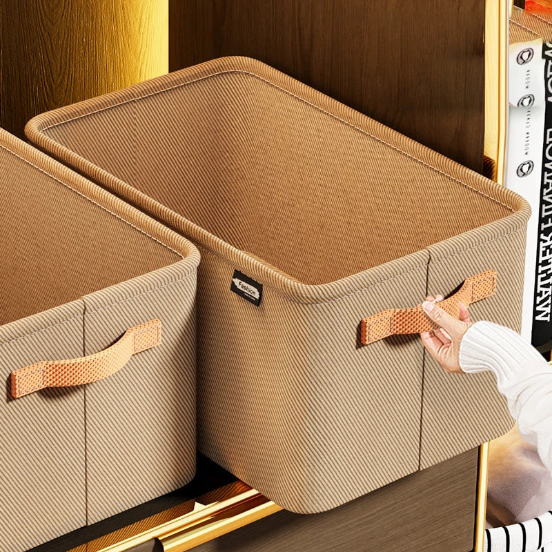 Collapsible clothing and closet organizers used for neatly storing clothes, pants, toys, and accessories in a tidy and space-saving manner.