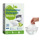 Close-up of a concentrated solid dishwashing detergent sheet