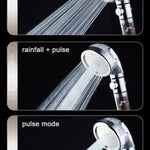 3 Modes adjustable high-pressure filtered shower head with chlorine filter, stainless steel micro-hole panel, and eco-friendly water-saving design. Ideal for hard water treatment and sensitive skin, promoting healthier hair and skin.