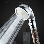 3 Modes adjustable high-pressure filtered shower head with chlorine filter, stainless steel micro-hole panel, and eco-friendly water-saving design. Ideal for hard water treatment and sensitive skin, promoting healthier hair and skin.