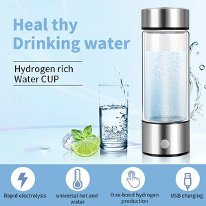 420ml BALASHOV Hydrogen Water Bottle – Portable Hydrogen-Rich Water Generator Bottle with Antioxidant Benefits, High-Quality Borosilicate Glass, Titanium Filter, 3-Minute Hydrogen Production, Promotes Cellular Health, Better Hydration, Anti-Aging, Supports Nutrient Absorption and Skin Health