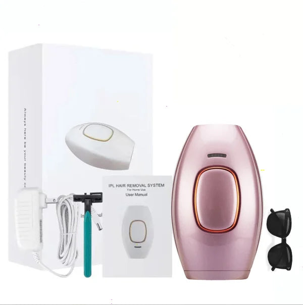 Close-up of IPL Laser Hair Removal Device for safe and painless at-home hair removal on face, body, and bikini area. Featuring adjustable intensity levels and advanced UV protection for smooth, hair-free skin.