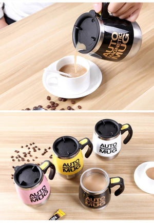 Magnetic self-stirring mug with stainless steel insulation, automatic stirring function, and magnetized design for coffee, tea, and protein drinks. Portable, eco-friendly mug ideal for home, office, travel, and commutes, ensuring perfectly mixed beverages without the need for stirrers.