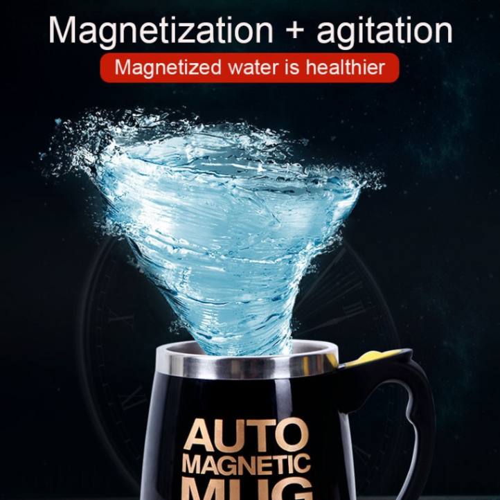 Magnetic self-stirring mug with stainless steel insulation, automatic stirring function, and magnetized design for coffee, tea, and protein drinks. Portable, eco-friendly mug ideal for home, office, travel, and commutes, ensuring perfectly mixed beverages without the need for stirrers.