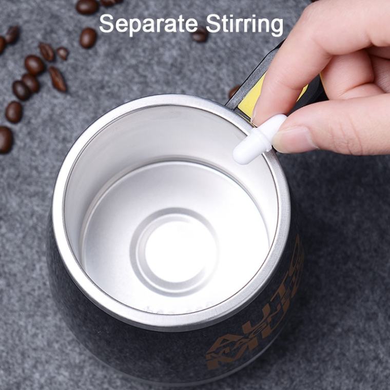 Magnetic self-stirring mug with stainless steel insulation, automatic stirring function, and magnetized design for coffee, tea, and protein drinks. Portable, eco-friendly mug ideal for home, office, travel, and commutes, ensuring perfectly mixed beverages without the need for stirrers.