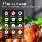 Bluetooth smart meat thermometer with app control, real-time temperature monitoring, and USDA temperature presets. Perfect for grilling, smoking, roasting, baking, and sous vide cooking. Monitor multiple foods wirelessly from up to 165 feet away. Compact, portable meat thermometer ideal for indoor and outdoor cooking, tailgates, and camping trips.