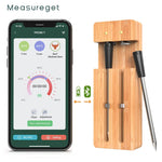 Bluetooth smart meat thermometer with app control, real-time temperature monitoring, and USDA temperature presets. Perfect for grilling, smoking, roasting, baking, and sous vide cooking. Monitor multiple foods wirelessly from up to 165 feet away. Compact, portable meat thermometer ideal for indoor and outdoor cooking, tailgates, and camping trips.