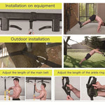 Suspension trainer system for bodyweight resistance training, featuring adjustable straps, soft foam handles, and durable zinc alloy carabiner. Perfect for strength training, core workouts, yoga, and full-body fitness. Portable and versatile suspension training set for home, gym, or travel with 300+ exercise options to build muscle, burn fat, and enhance stability.