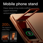 Magnetic wireless battery pack for business travel and everyday use.