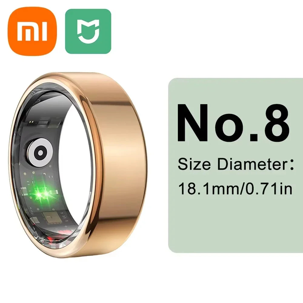 Xiaomi Smart Ring showcasing advanced health tracking features including heart rate, sleep, and blood oxygen monitoring. Lightweight, waterproof design ideal for fitness and daily wear. Perfect for active lifestyles and smarter living.