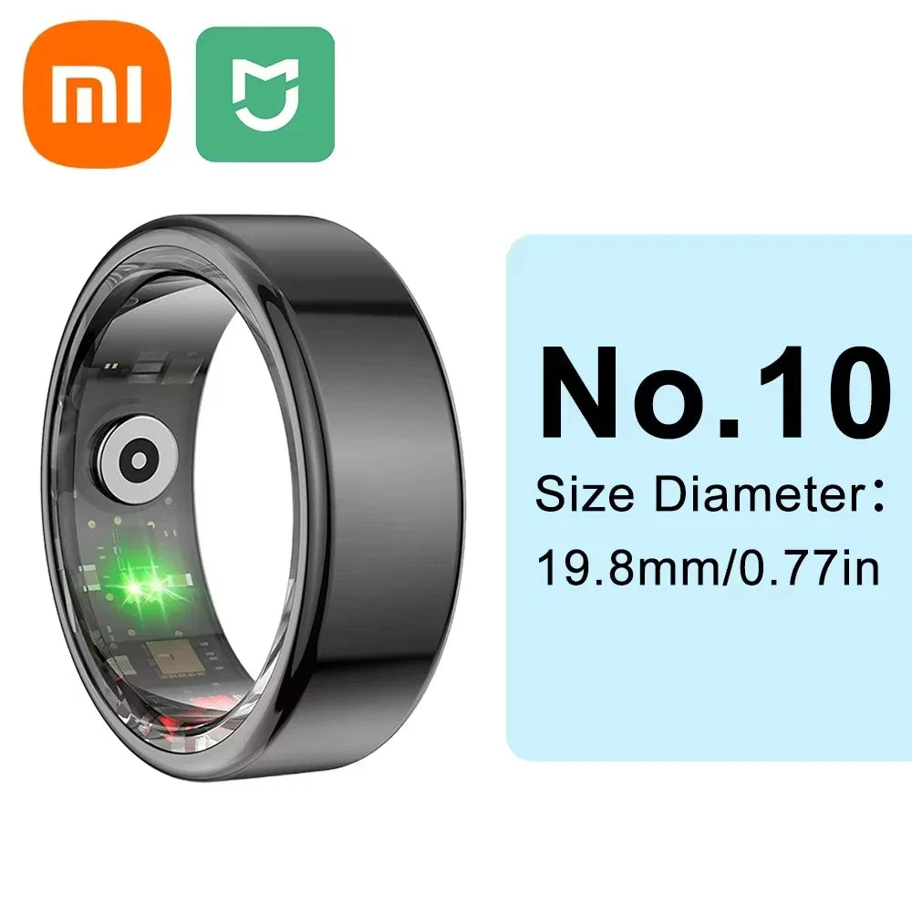 Xiaomi Smart Ring showcasing advanced health tracking features including heart rate, sleep, and blood oxygen monitoring. Lightweight, waterproof design ideal for fitness and daily wear. Perfect for active lifestyles and smarter living.