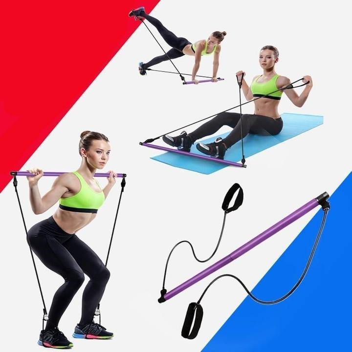 Portable Exercise Bar with Resistance Bands Set for Full-Body Workouts, Strength Training, and Flexibility – Compact, Travel-Friendly Fitness Equipment for Home and Gym