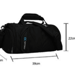 Multi Functional Gym Bag with shoe compartment, water-repellent material, and spacious storage for fitness gear, travel, and sports. Designed with adjustable straps, padded handles, and versatile carrying options including shoulder, crossbody, and handbag styles. Ideal for organizing gym essentials, workout clothes, and accessories, perfect for athletes, travelers, and daily use.