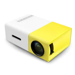 Portable mini projector with built-in speaker, 20 ANSI Lumens brightness, and HDMI, USB, and Micro SD connectivity. Compact projector for home theater, camping, gaming, and travel. Supports iPhones, Android devices, laptops, and game consoles. Features long-lasting 30,000-hour lamp life, 60-inch projection capability, and power bank compatibility for outdoor use.