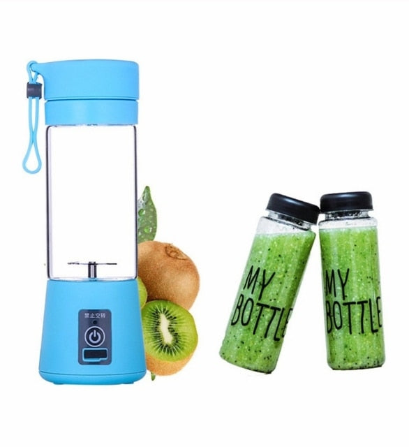 400ML portable electric juicer blender with six stainless steel blades, USB rechargeable battery, and travel cover for smoothies, protein shakes, and juices. Lightweight personal blender ideal for home, gym, office, hiking, and travel. Compact design with safety features to prevent blade operation without secure attachment, perfect for healthy drinks on the go.