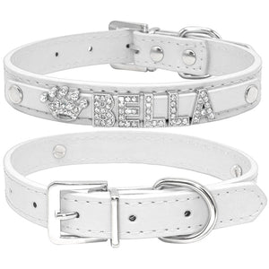 Personalized Leather Rhinestone Cat And Dog Collars